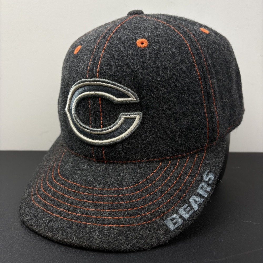 Vintage Reebok Chicago Bears 210 Fitted Flexfit Hat Gray Wool L XL 7 1/4 7 5/8